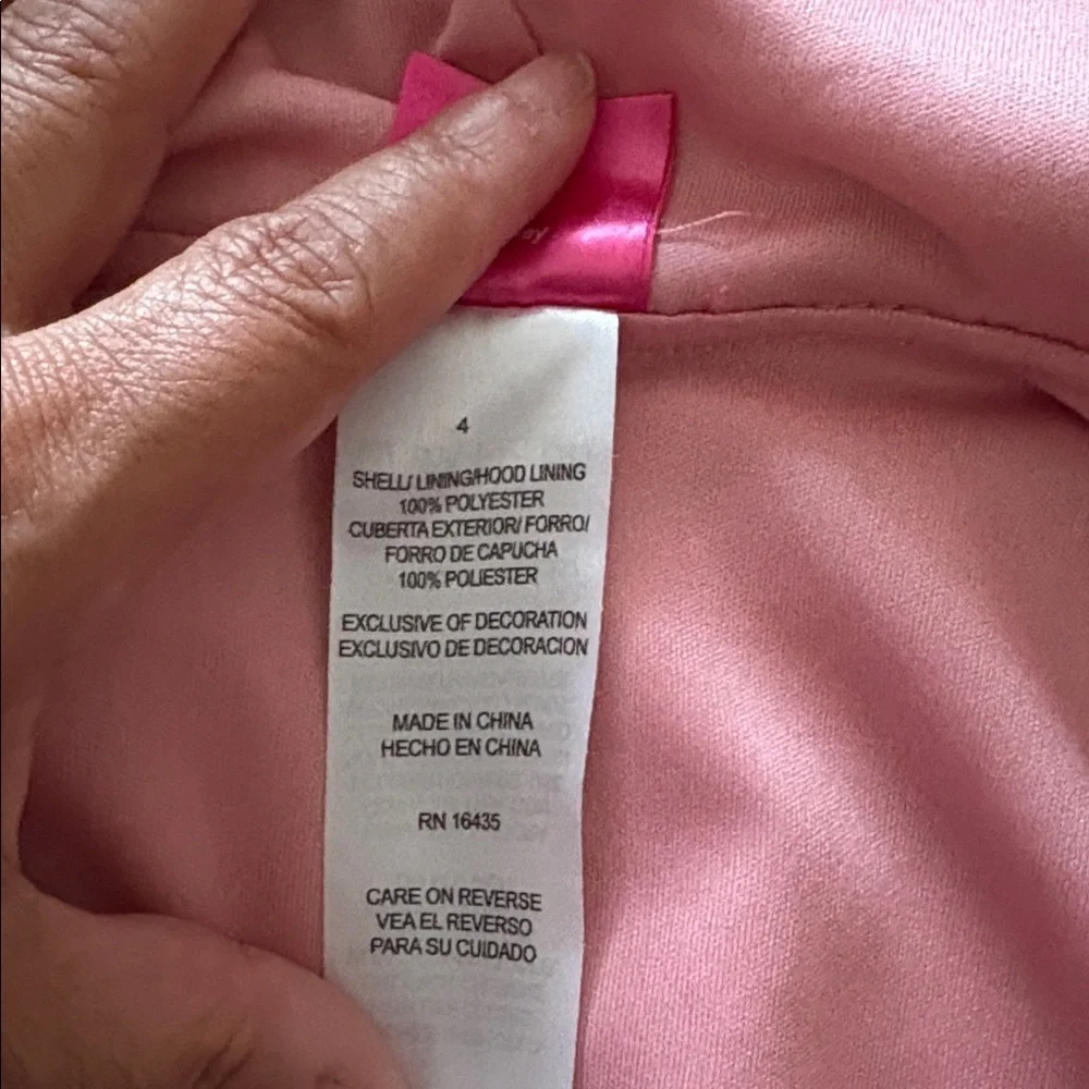 Pink Hooded Jacket with Cartoon Print